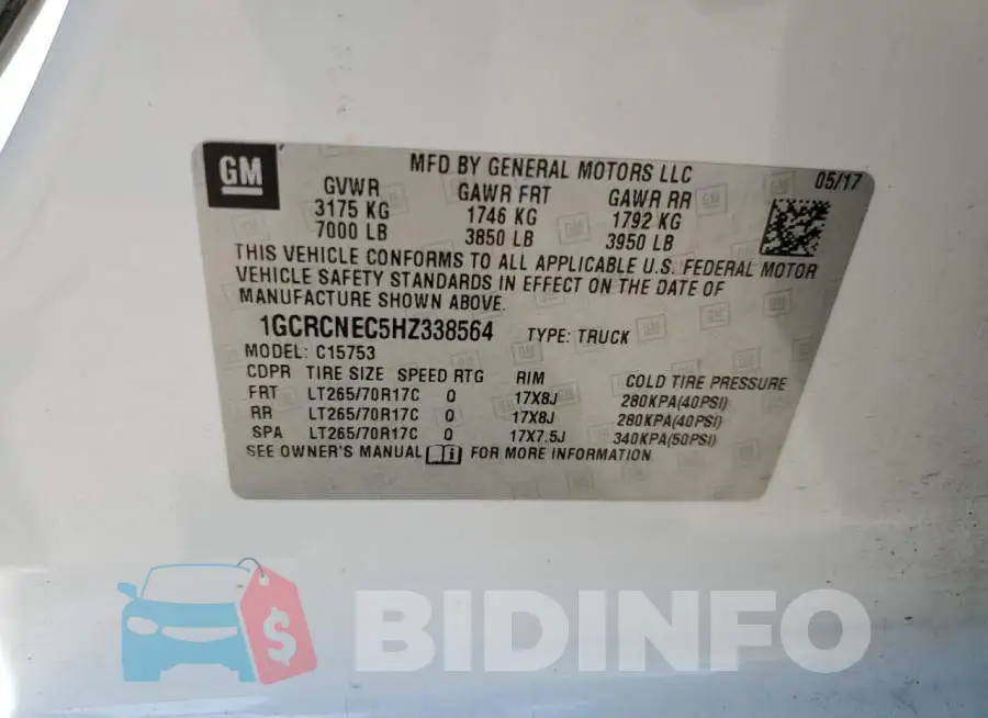 1GCRCNEC5HZ338564 Photo# 12