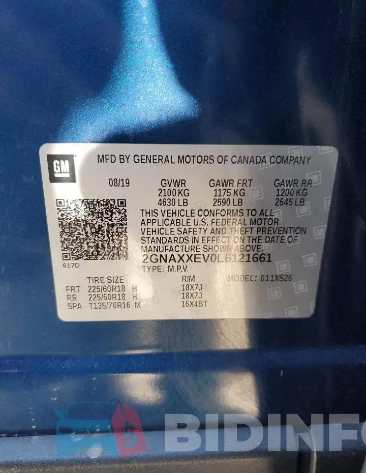 2GNAXXEV0L6121661 Photo# 13