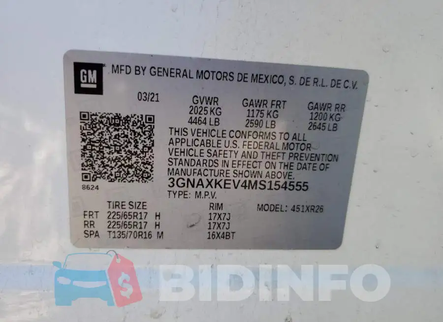 3GNAXKEV4MS154555 Photo# 13