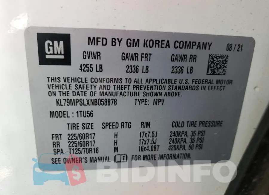 KL79MPSLXNB058878 Photo# 12