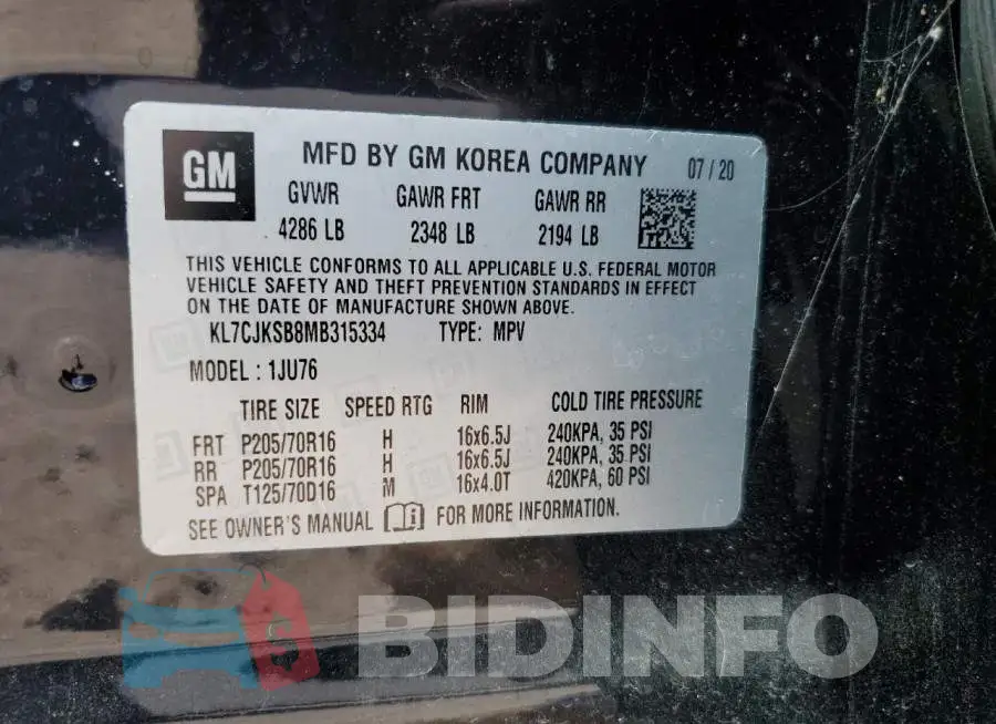 KL7CJKSB8MB315334 Photo# 13