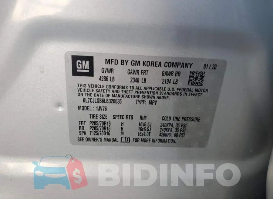 KL7CJLSB6LB320035 Photo# 13
