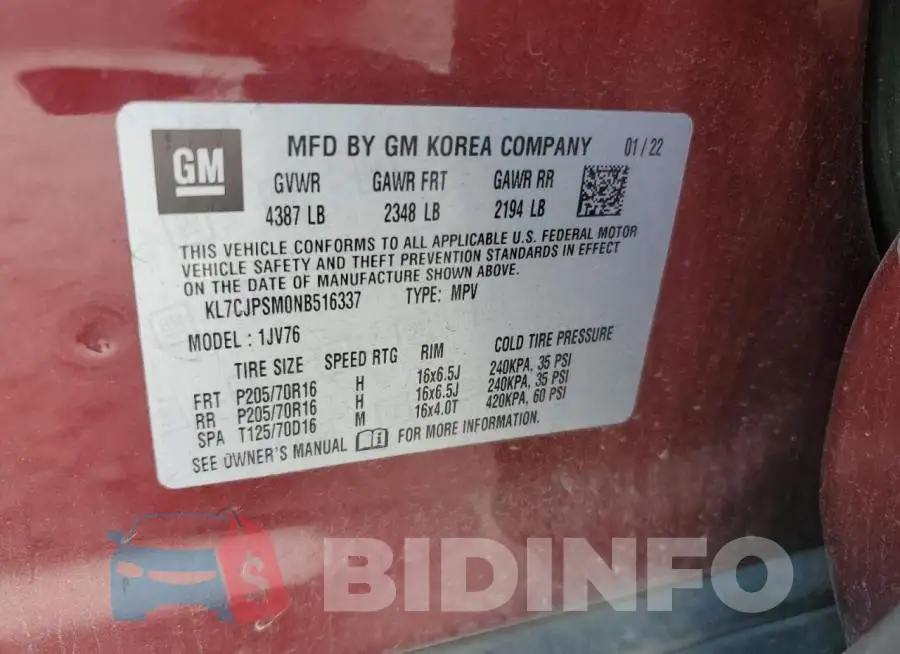 KL7CJPSM0NB516337 Photo# 13
