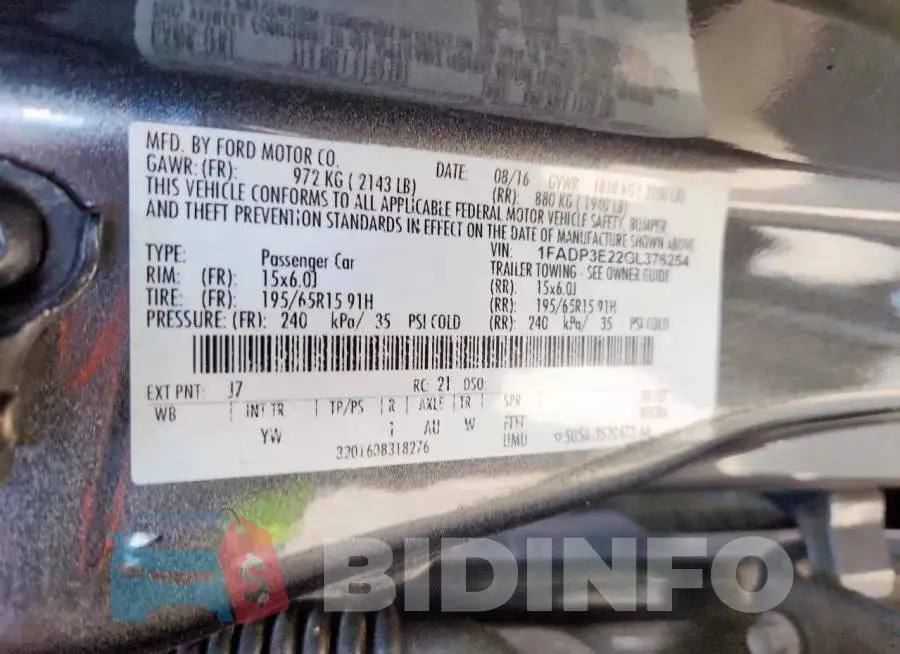 1FADP3E22GL376254 Photo# 12
