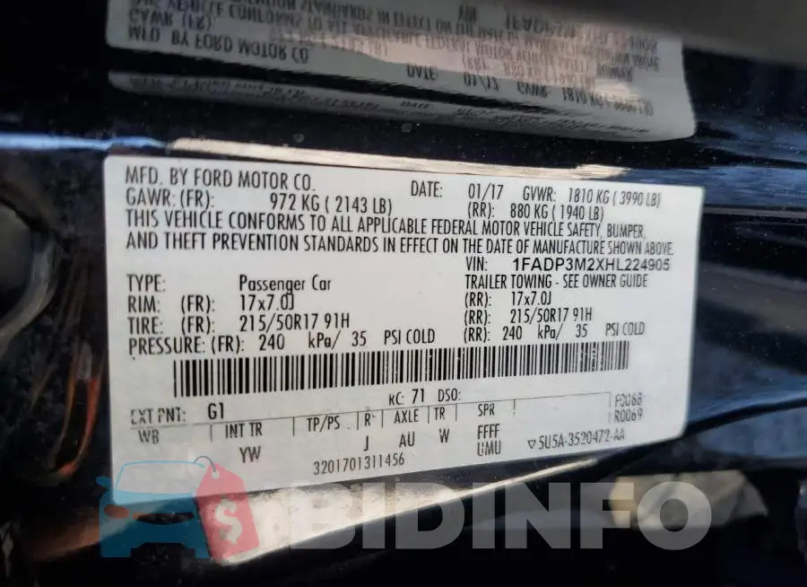 1FADP3M2XHL224905 Photo# 12