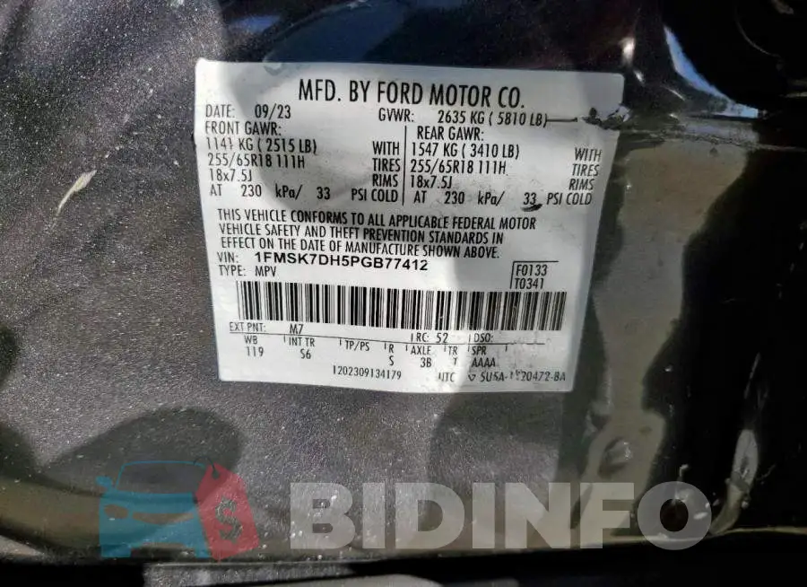 1FMSK7DH5PGB77412 Photo# 13