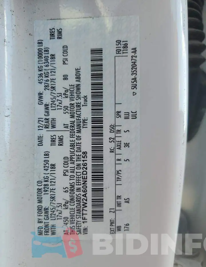 1FT7W2A60NED26158 Photo# 12
