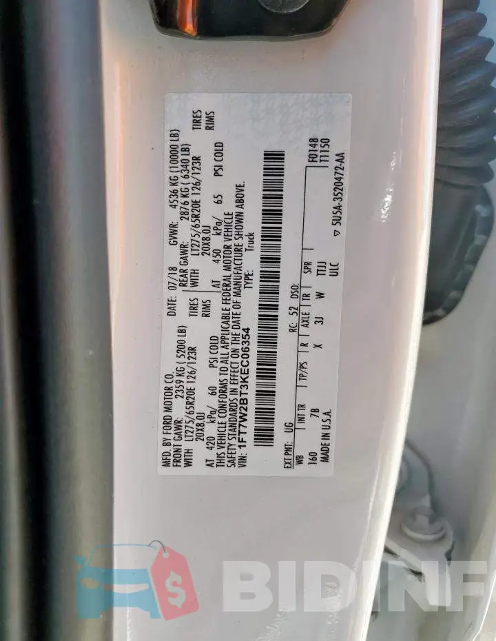 1FT7W2BT3KEC06354 Photo# 12