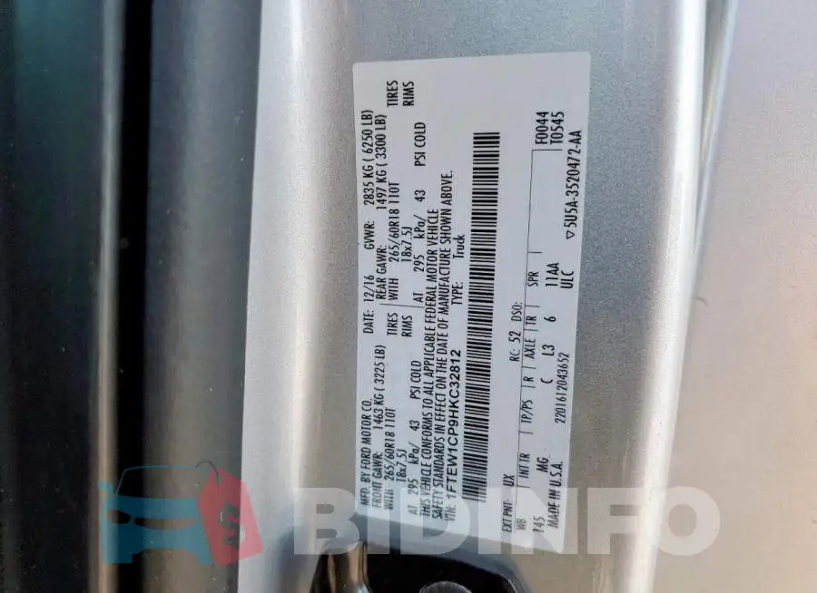 1FTEW1CP9HKC32812 Photo# 13