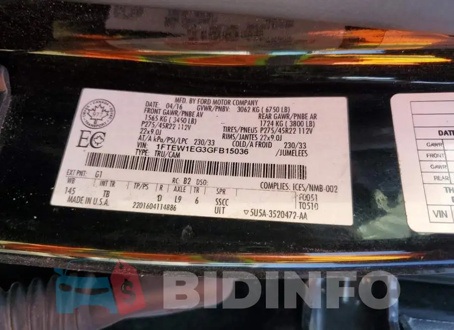 1FTEW1EG3GFB15036 Photo# 12