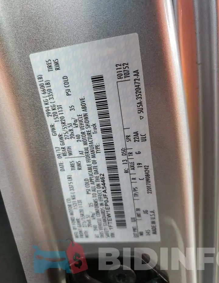 1FTEW1EP0JFA54462 Photo# 12
