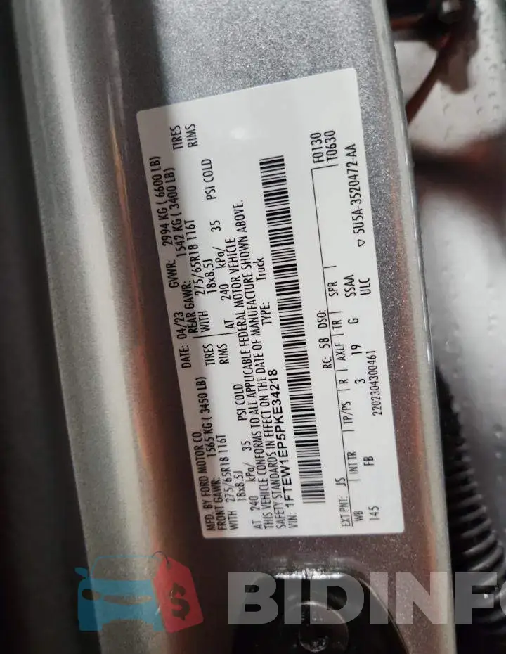 1FTEW1EP5PKE34218 Photo# 12