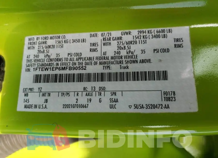 1FTEW1EP6MFB90552 Photo# 12