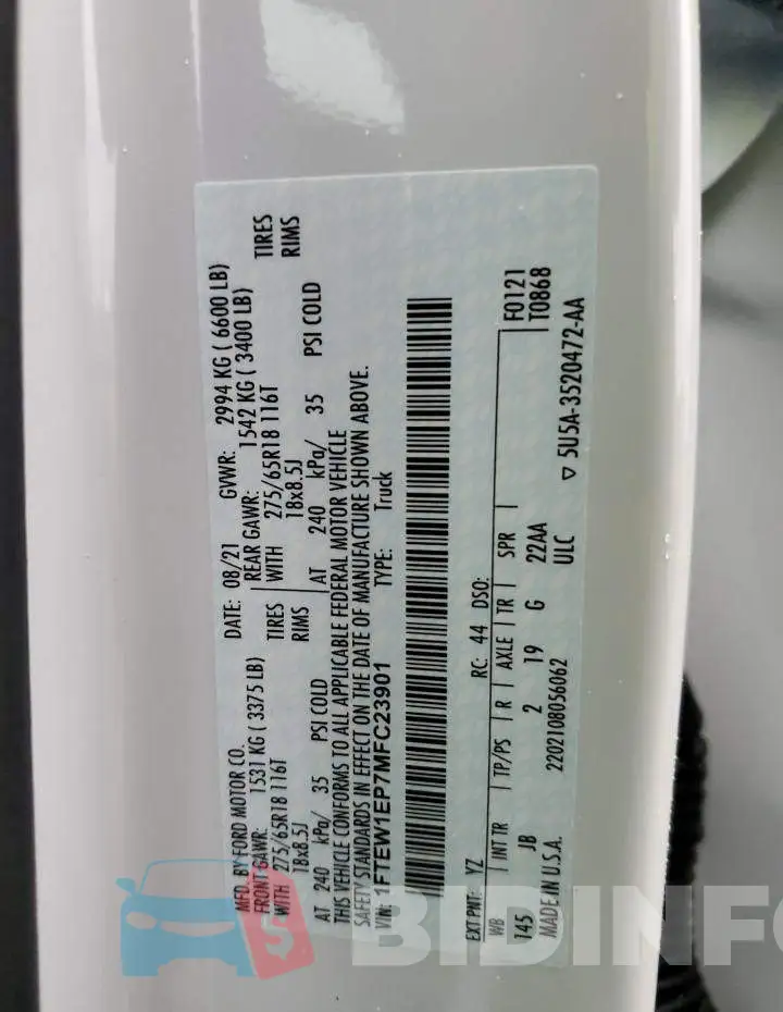 1FTEW1EP7MFC23901 Photo# 13