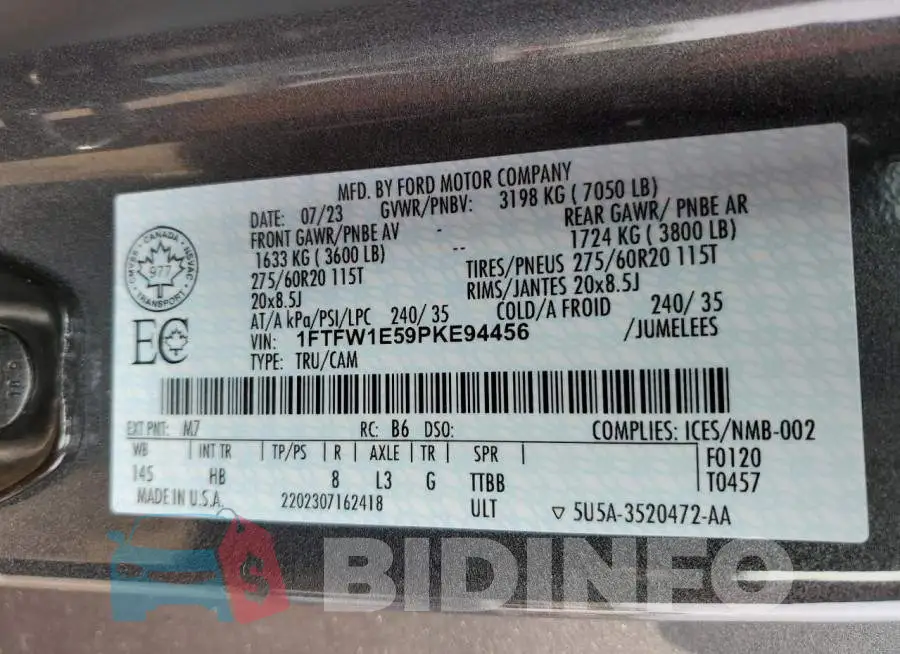 1FTFW1E59PKE94456 Photo# 13