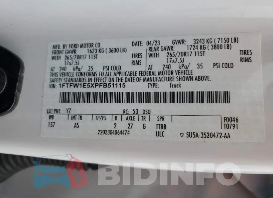 1FTFW1E5XPFB51115 Photo# 12