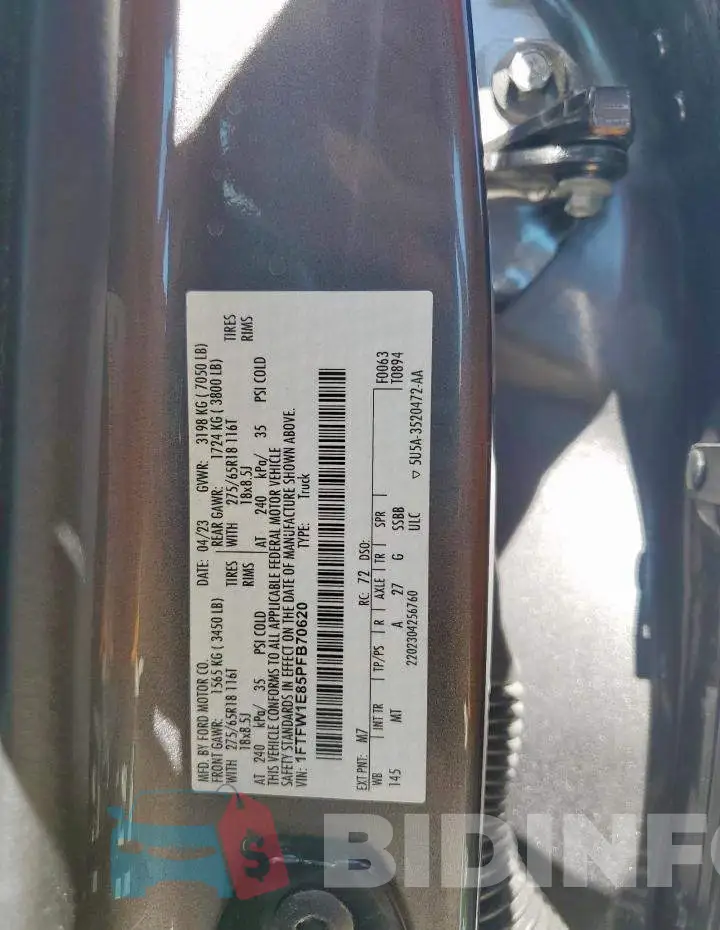 1FTFW1E85PFB70620 Photo# 12