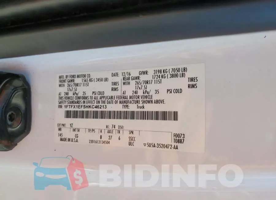 1FTFX1EF5HKC46213 Photo# 12