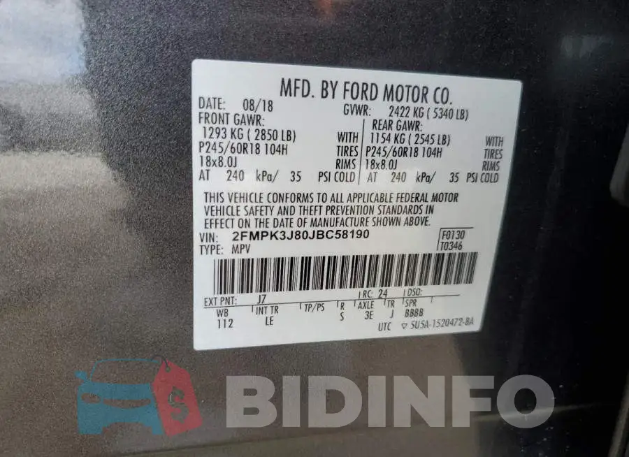 2FMPK3J80JBC58190 Photo# 14