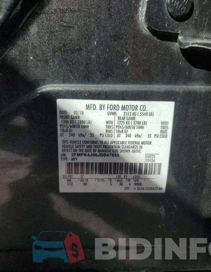 2FMPK4J90JBB67855 Photo# 13