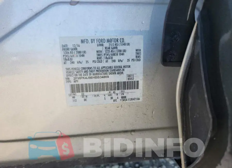 2FMPK4J98HBB34869 Photo# 14