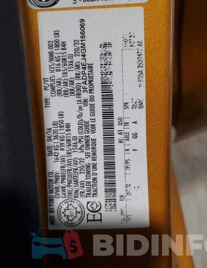 3FADP4EJ4GM166069 Photo# 13