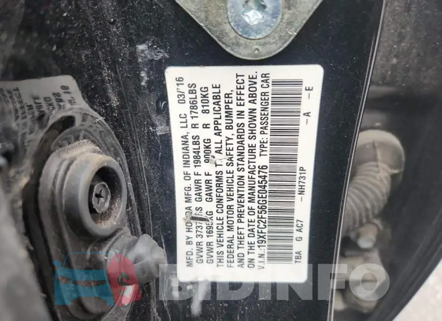 19XFC2F56GE045476 Photo# 12