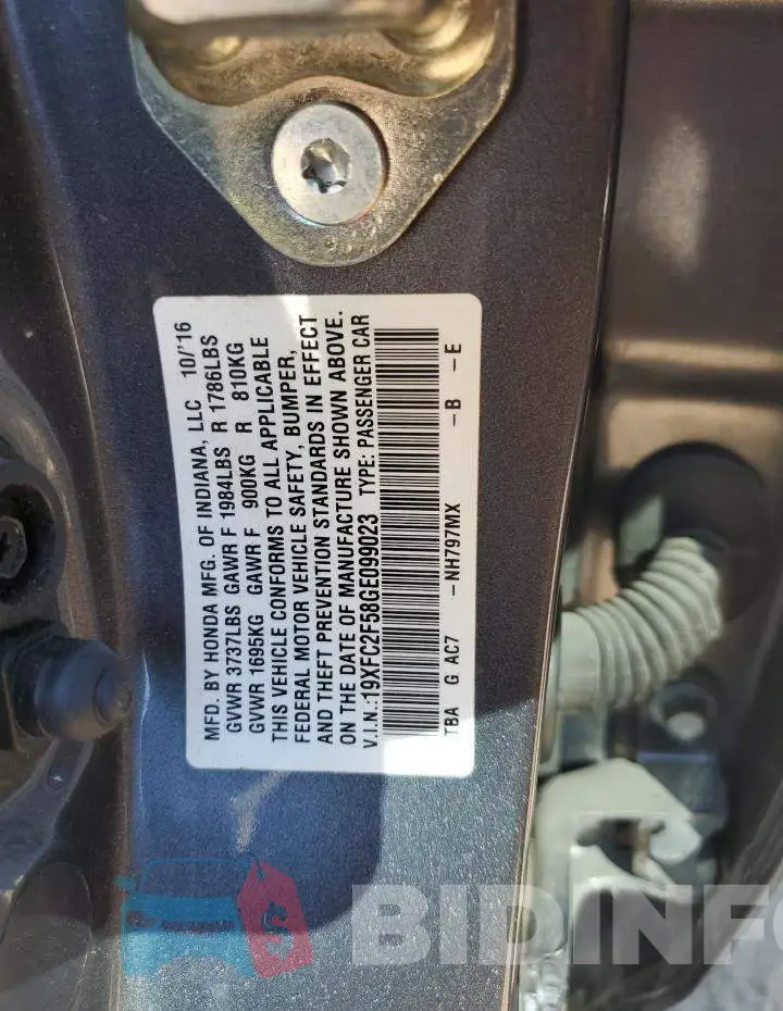 19XFC2F58GE099023 Photo# 12