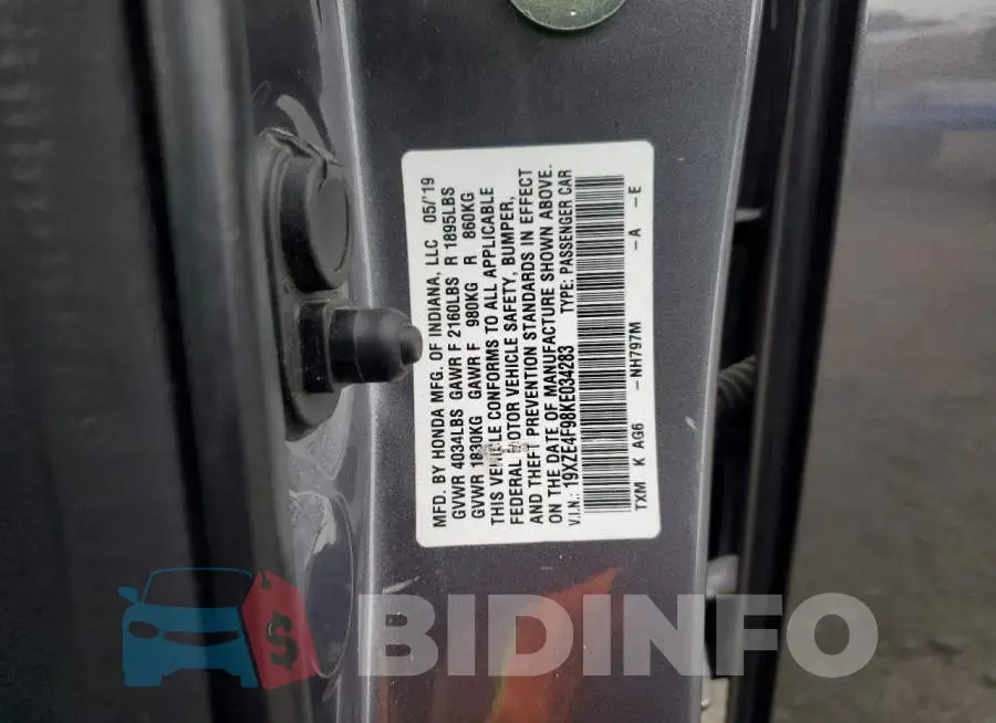 19XZE4F98KE034283 Photo# 12