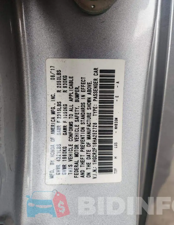 1HGCR2F16HA252728 Photo# 12