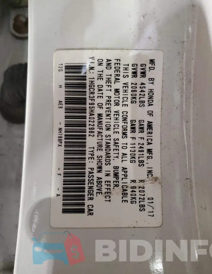 1HGCR3F95HA022982 Photo# 12