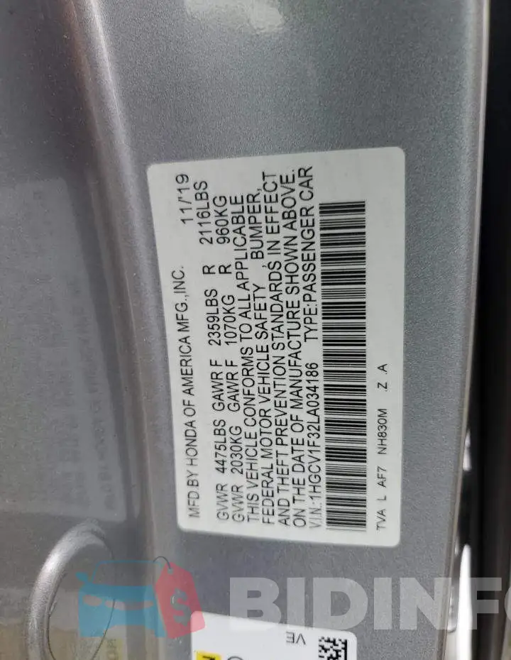1HGCV1F32LA034186 Photo# 12