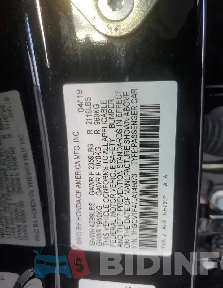 1HGCV1F47JA149873 Photo# 12