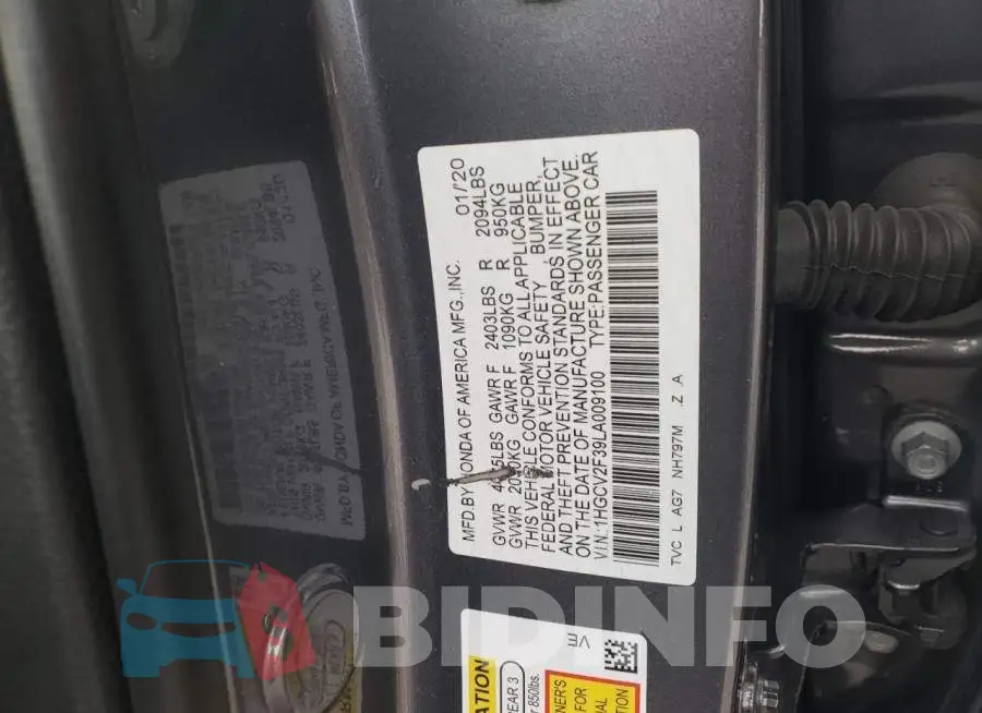 1HGCV2F39LA009100 Photo# 13