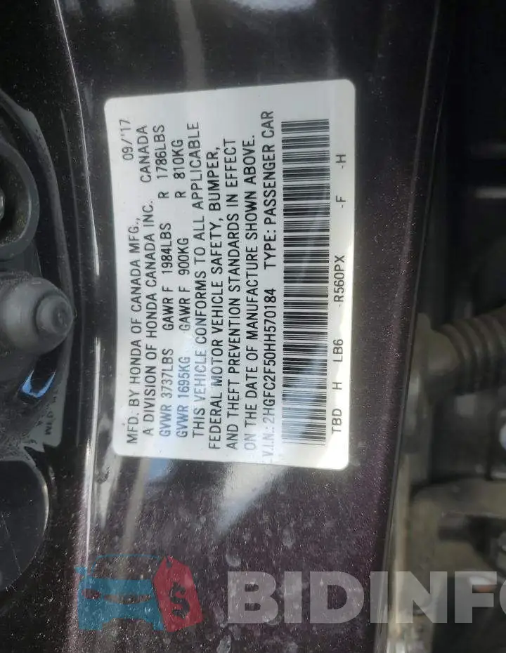 2HGFC2F50HH570184 Photo# 12