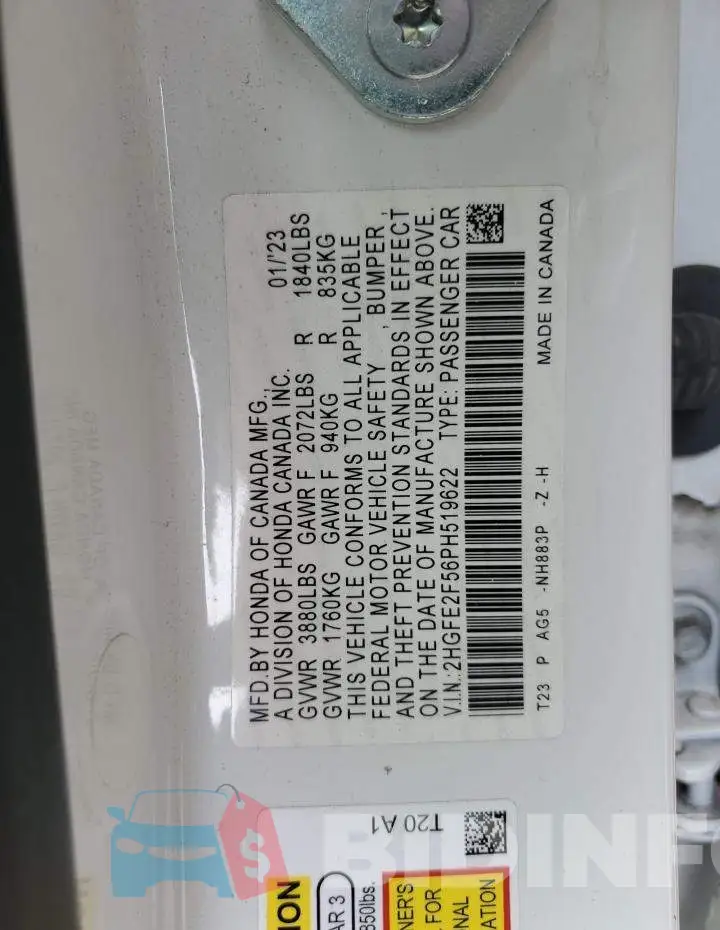 2HGFE2F56PH519622 Photo# 13