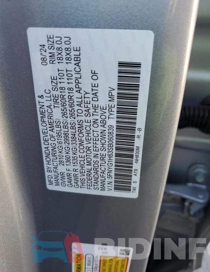 5FNYG1H63SB060839 Photo# 13