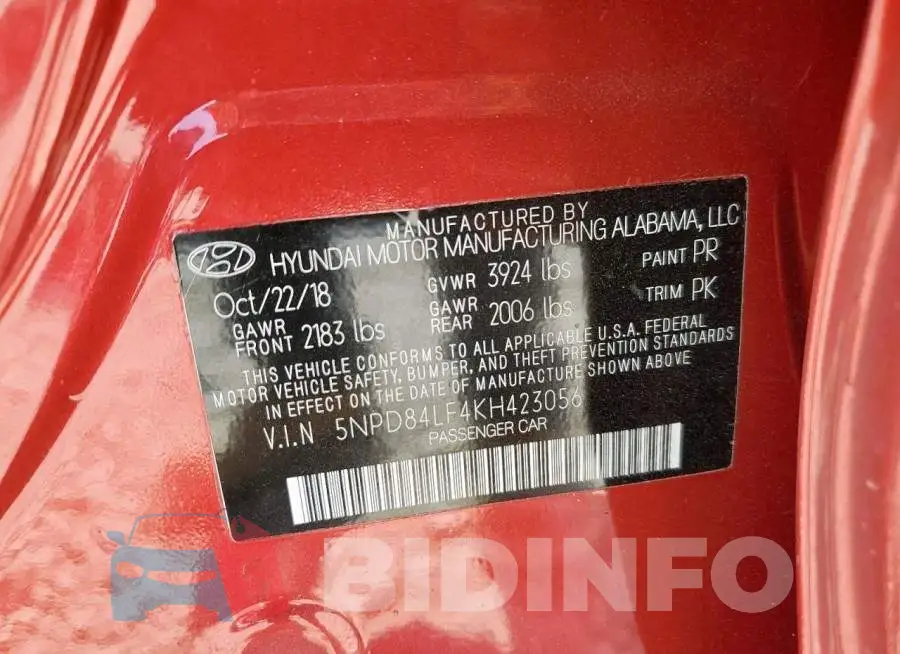 5NPD84LF4KH423056 Photo# 13