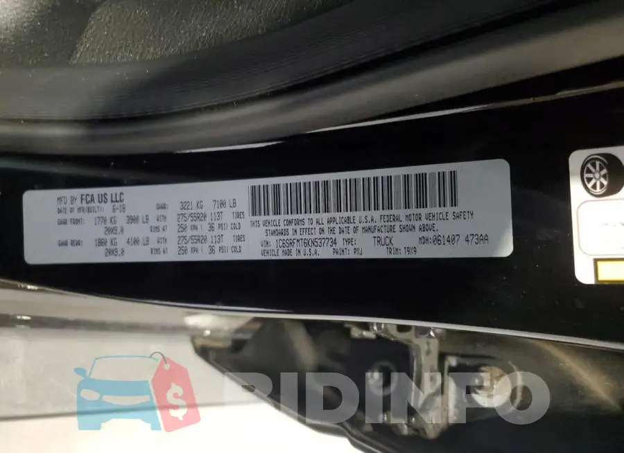 1C6SRFMT6KN537734 Photo# 12