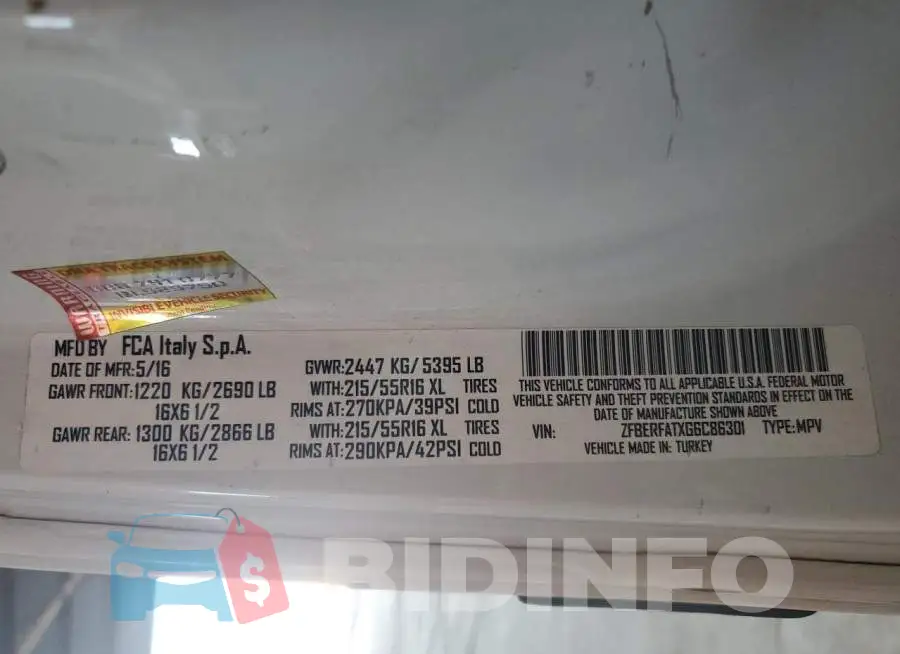 ZFBERFATXG6C86301 Photo# 13
