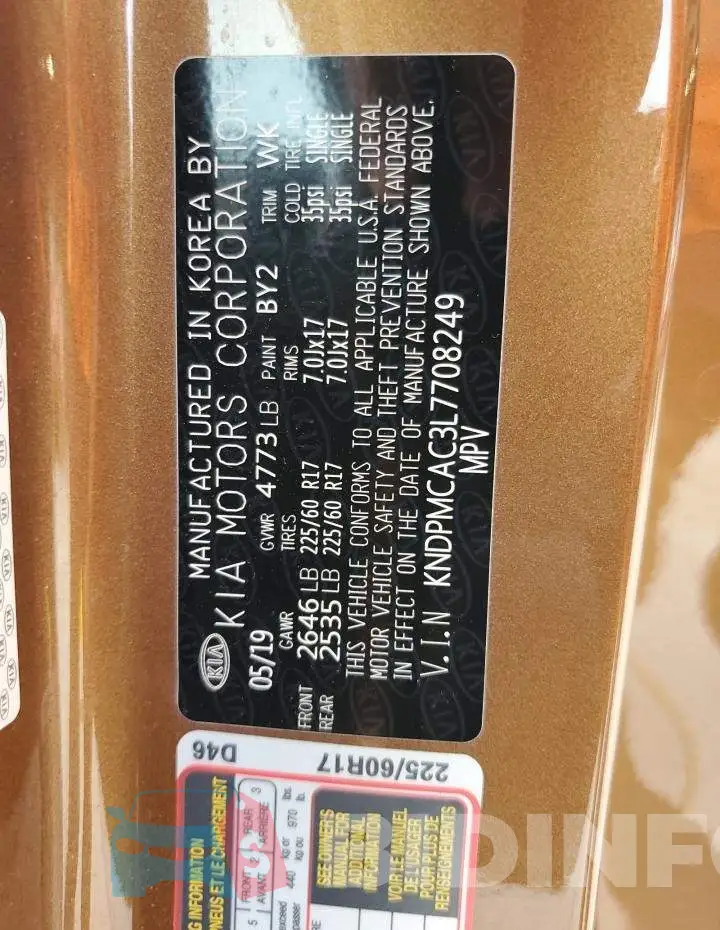KNDPMCAC3L7708249 Photo# 13