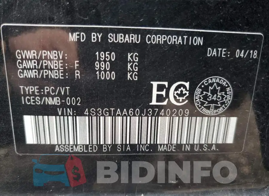 4S3GTAA60J3740209 Photo# 13