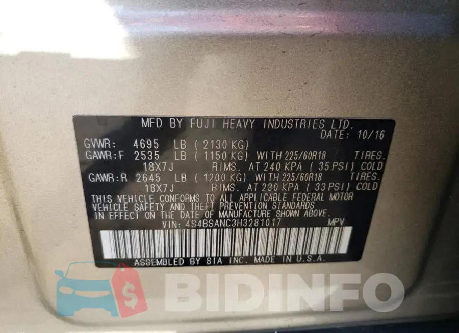 4S4BSANC3H3281017 Photo# 12