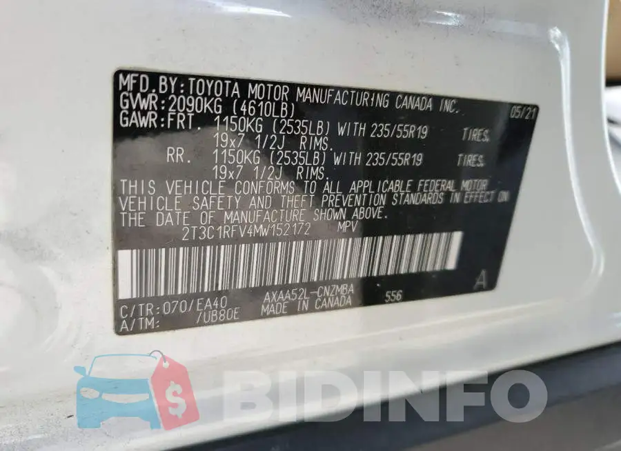 2T3C1RFV4MW152172 Photo# 14