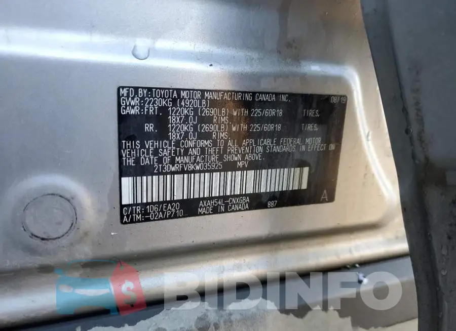 2T3DWRFV8KW035925 Photo# 13