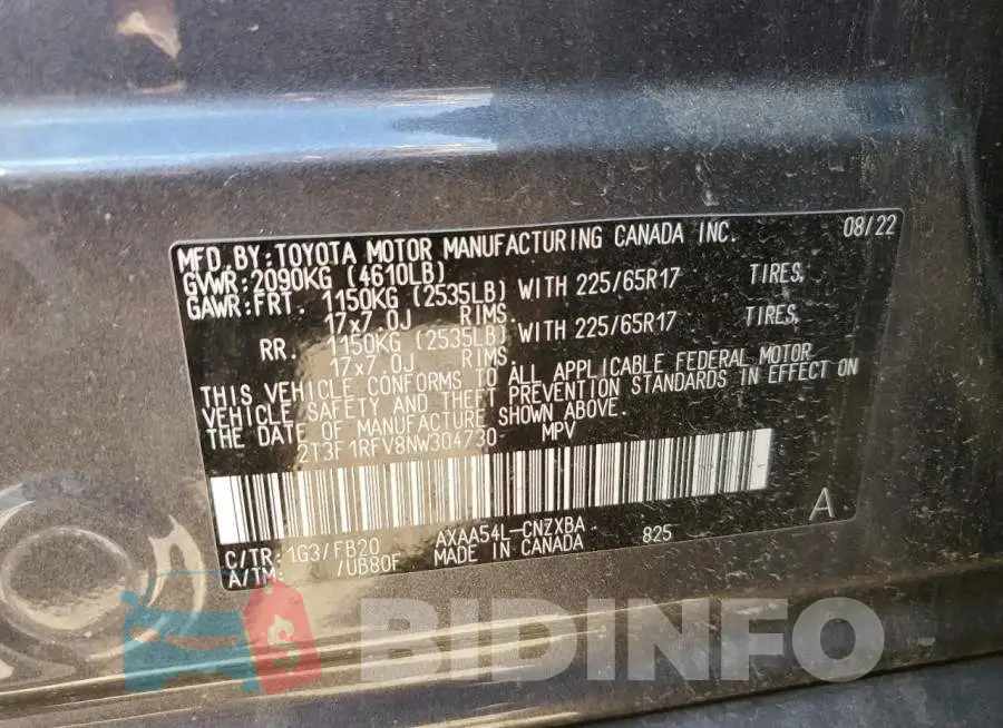 2T3F1RFV8NW304730 Photo# 13