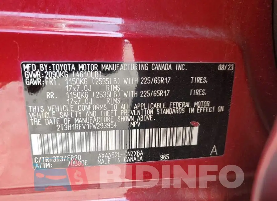 2T3H1RFV1PW293954 Photo# 13