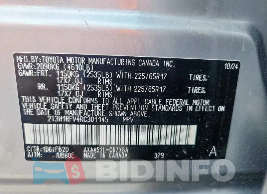 2T3H1RFV4RC301145 Photo# 13