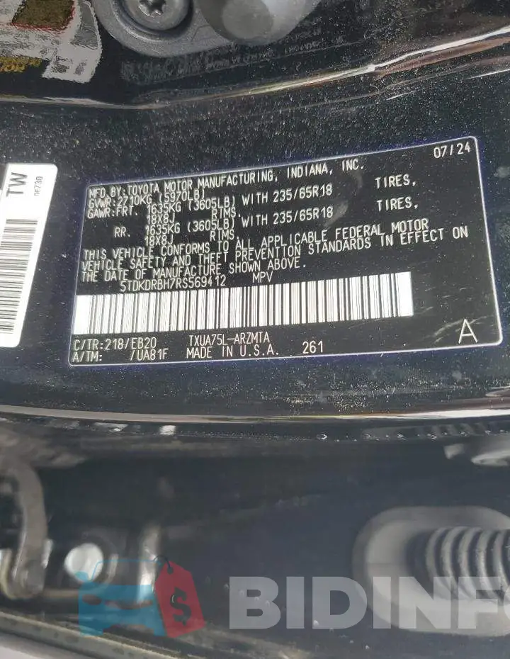 5TDKDRBH7RS569412 Photo# 13