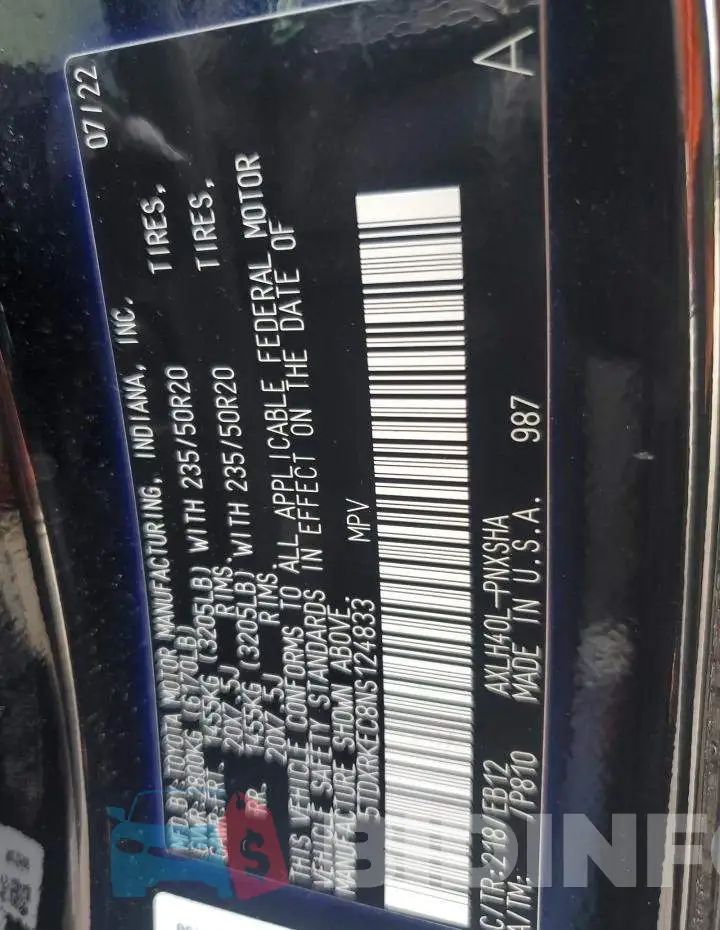 5TDXRKEC8NS124833 Photo# 14